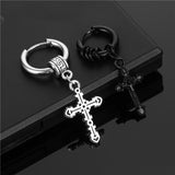 1Pcs Black Silver Color Gothic Cross Rock Ear Ring
