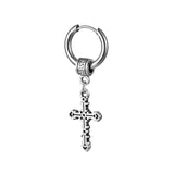 1Pcs Black Silver Color Gothic Cross Rock Ear Ring