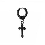 1Pcs Black Silver Color Gothic Cross Rock Ear Ring