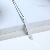 Vnox Customize Pillar Bar Necklaces for Men, Vertical 3D Stainless Steel Geometric Pendant, Simple Minimalist Casual Jewelry