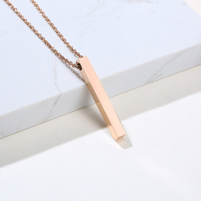 Your Own Handwriting Four-Sided Pillar Vertical Bar Pendant in Sterling  Silver (1 Image) - 22
