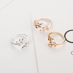 Elegant Adjustable Olive Tree Branch Leaves Open Ring