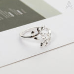 Elegant Adjustable Olive Tree Branch Leaves Open Ring