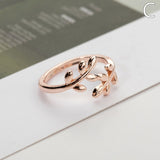 Elegant Adjustable Olive Tree Branch Leaves Open Ring