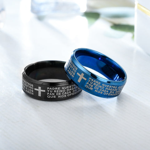 Men's Ring Stainless Steel  Black Color Jesus Cross Ring