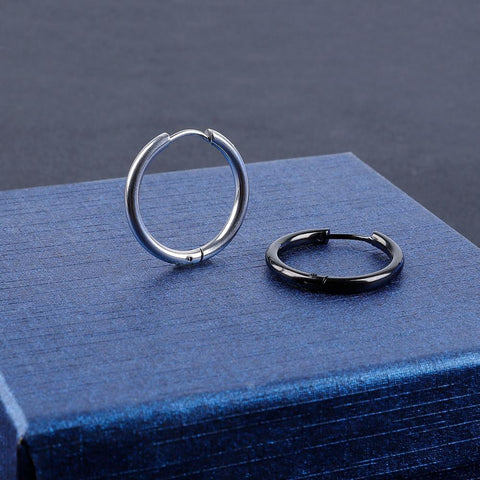 1pc Punk Rock Titanium Stainless Steel Circle Hoop Earrings